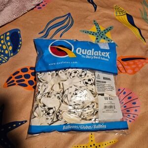 Qualatex Soccer Football‎ Balloons 50 Count White Party Decorations